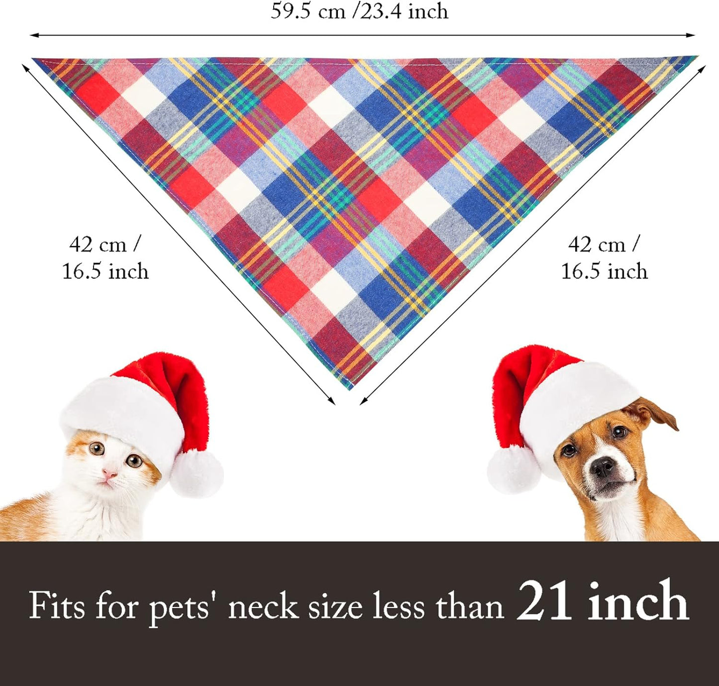 12 Piece Dog Bandanas Plaid Dog Scarf