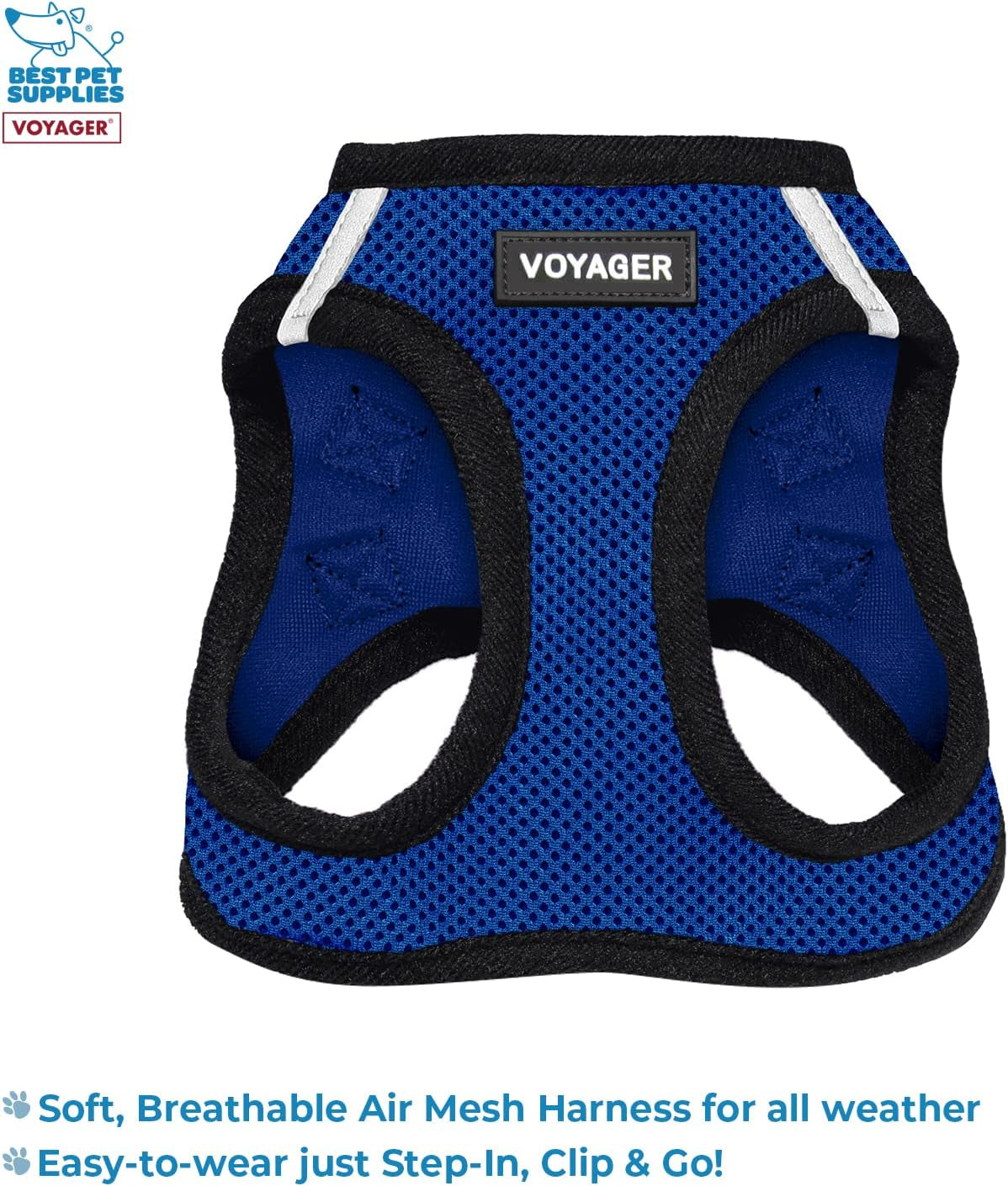 Voyager Step-In Air All Weather Mesh Harness and Reflective Dog 5 Ft Leash Combo with Neoprene Handle, for Small, Medium and Large Breed