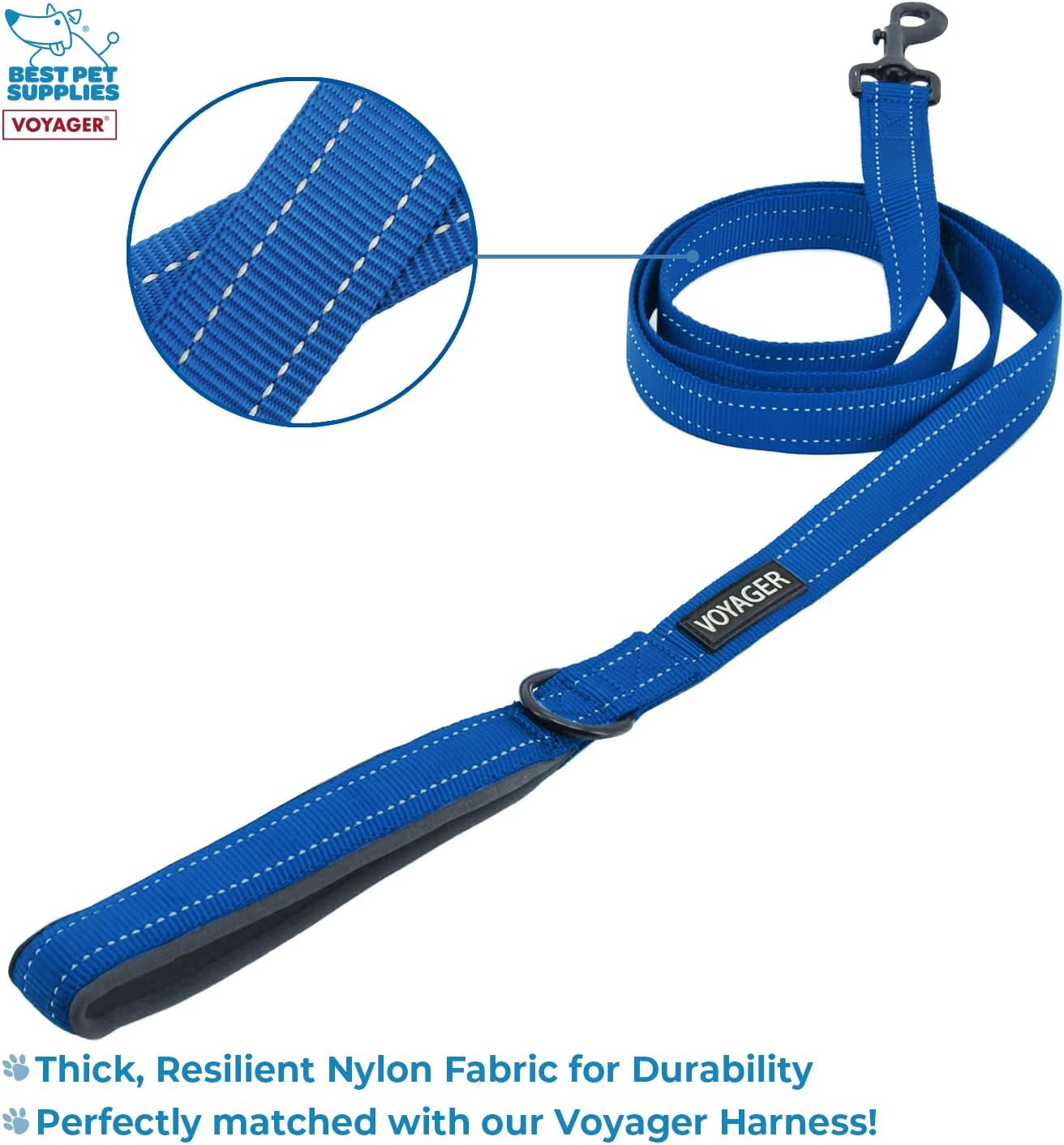 Voyager Step-In Air All Weather Mesh Harness and Reflective Dog 5 Ft Leash Combo with Neoprene Handle, for Small, Medium and Large Breed