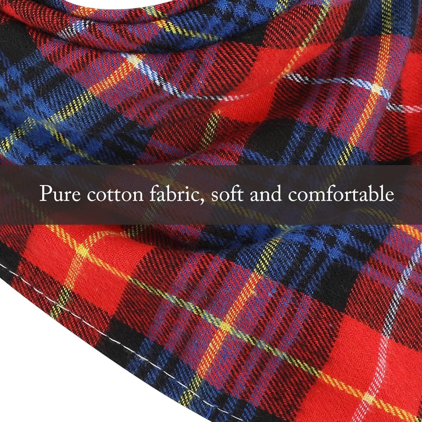 12 Piece Dog Bandanas Plaid Dog Scarf