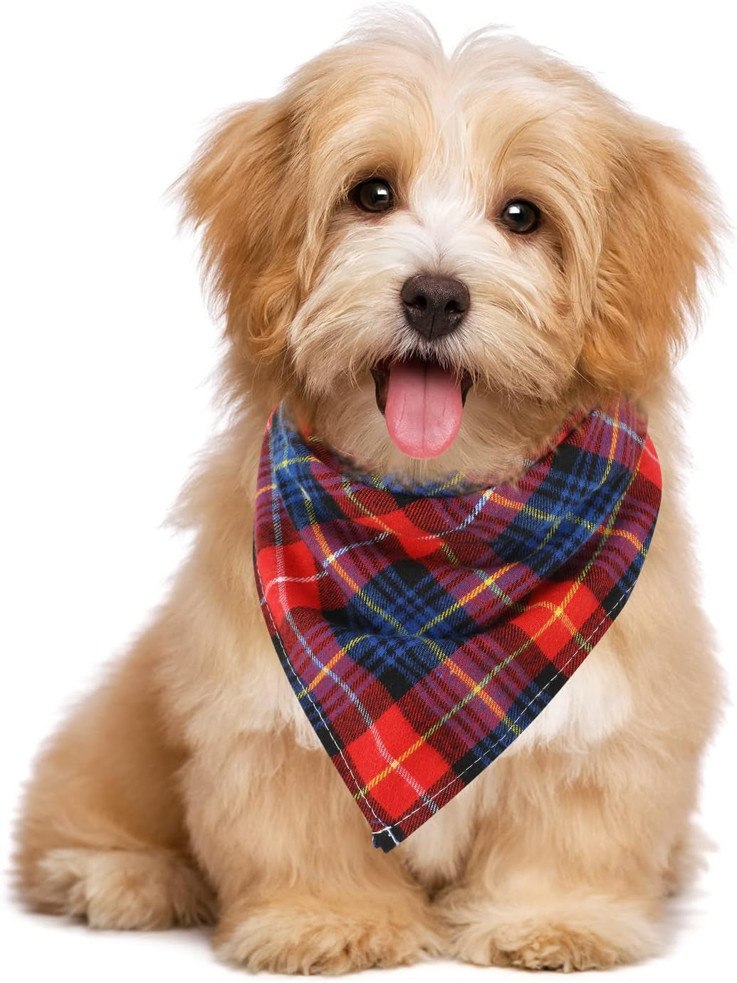 12 Piece Dog Bandanas Plaid Dog Scarf