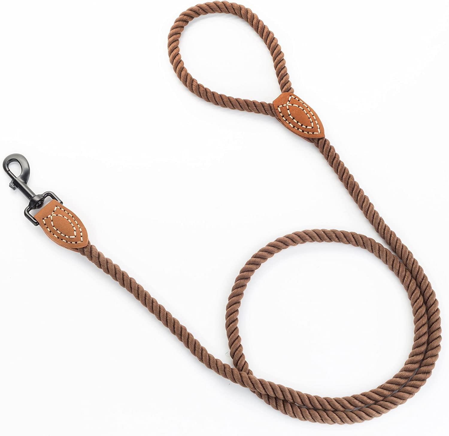 Dog Leash | Braided Cotton Rope Dog Leashes with Leather Tailor Tip | 4 Feet Dog Leash W Heavy Duty Metal Clasp